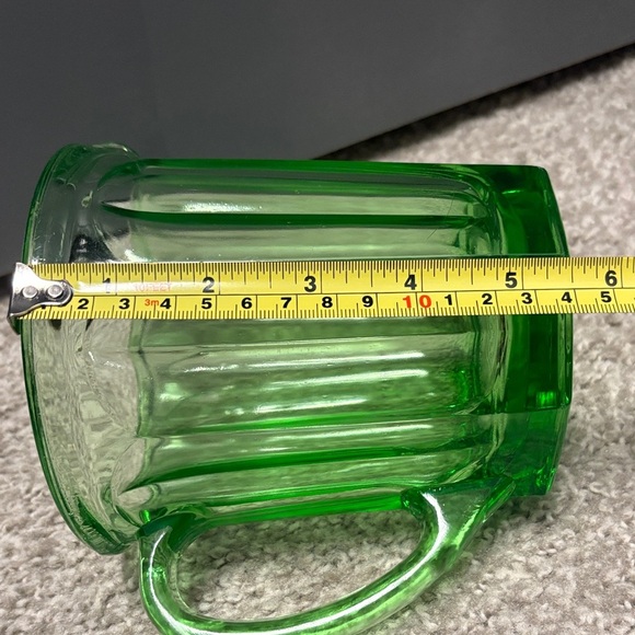 Vintage Hazel Atlas Green glass pitcher set of 2 ribbon pattern paneled design - Picture 15 of 16